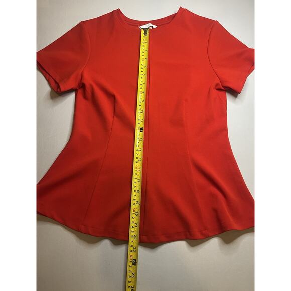 H&M Women's Red Stretch Peplum Top Size Medium Short Sleeve - Picture 4 of 5